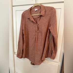 Singrid Olsen 100% Linen XL heathered maroon close to brown Top